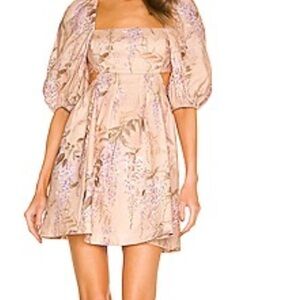 Zimmermann Pink Puff Sleeve Mini Dress